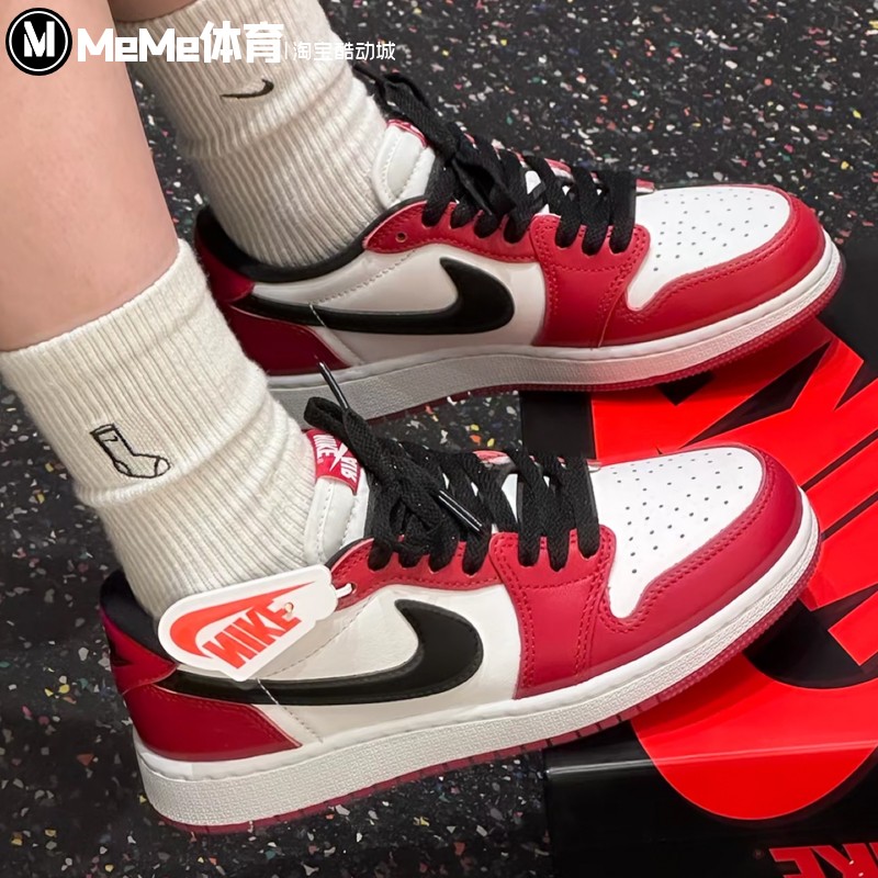 耐克大童鞋2025冬新品Air Jordan 1复古缓震红白运动鞋HQ6999-600