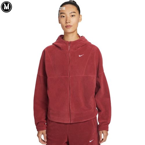 Nike耐克2026春新品女子新年红摇粒绒保暖运动连帽外套HV3699-613