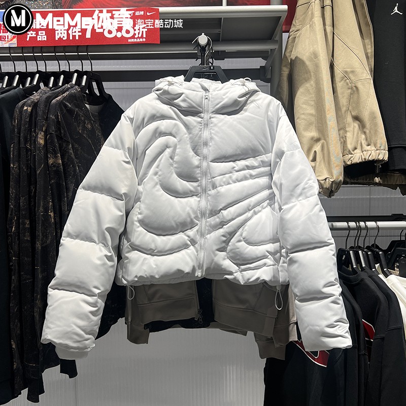 耐克女大钩子短款运动连帽羽绒服