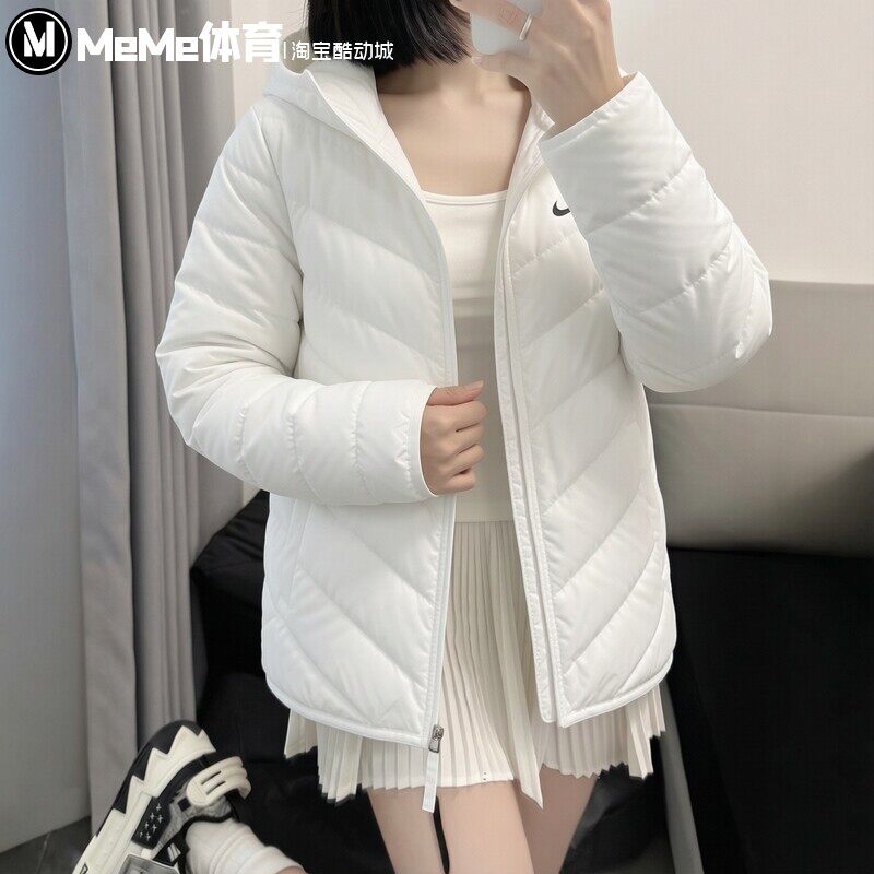Nike耐克女装2026冬款拒水防风轻薄保暖连帽羽绒服外套IF5884-100
