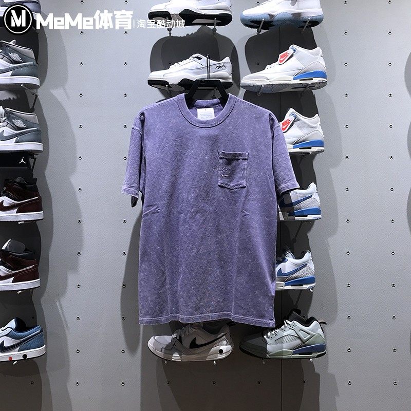 耐克男装2025夏季休闲运动复古水洗紫宽松短袖T恤 HJ0777-527-072