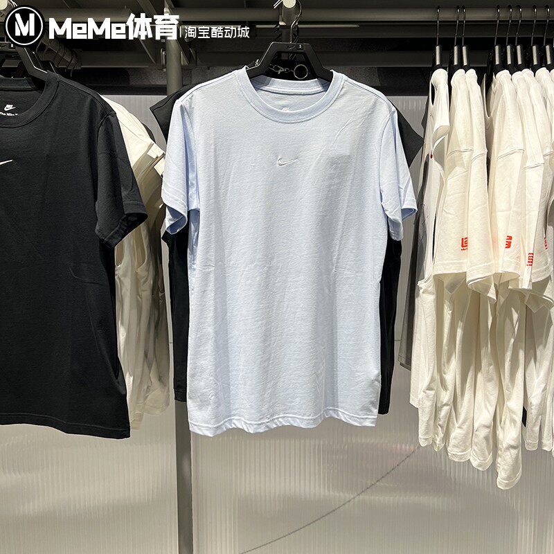 Nike耐克2026夏款女装刺绣小勾浅蓝色显白百搭短袖T恤 IH7602-407