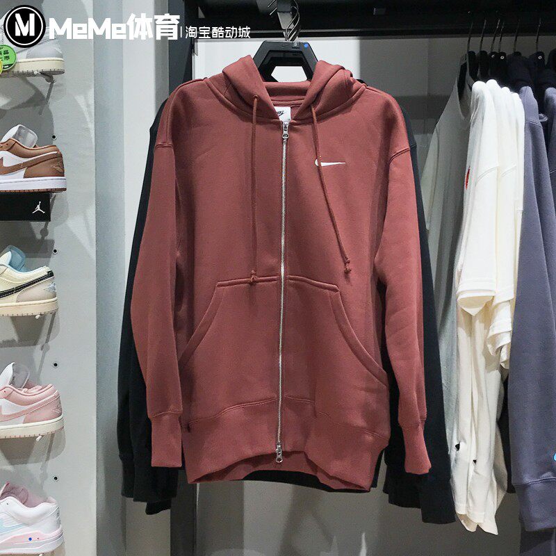 耐克女子运动服2024冬季新款加绒连帽训练健身休闲外套DQ5759-218