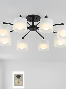 现代简约吸顶客厅吊灯北欧黑色金属灯身卧室餐厅多头灯具2026新款