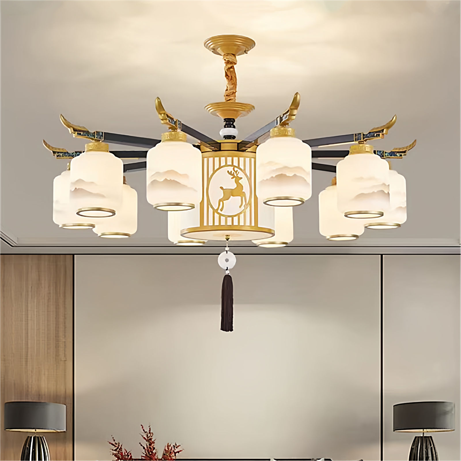 新中式吊灯客厅主灯中国风大气餐厅卧室复古灯具2025新款枝型吊灯