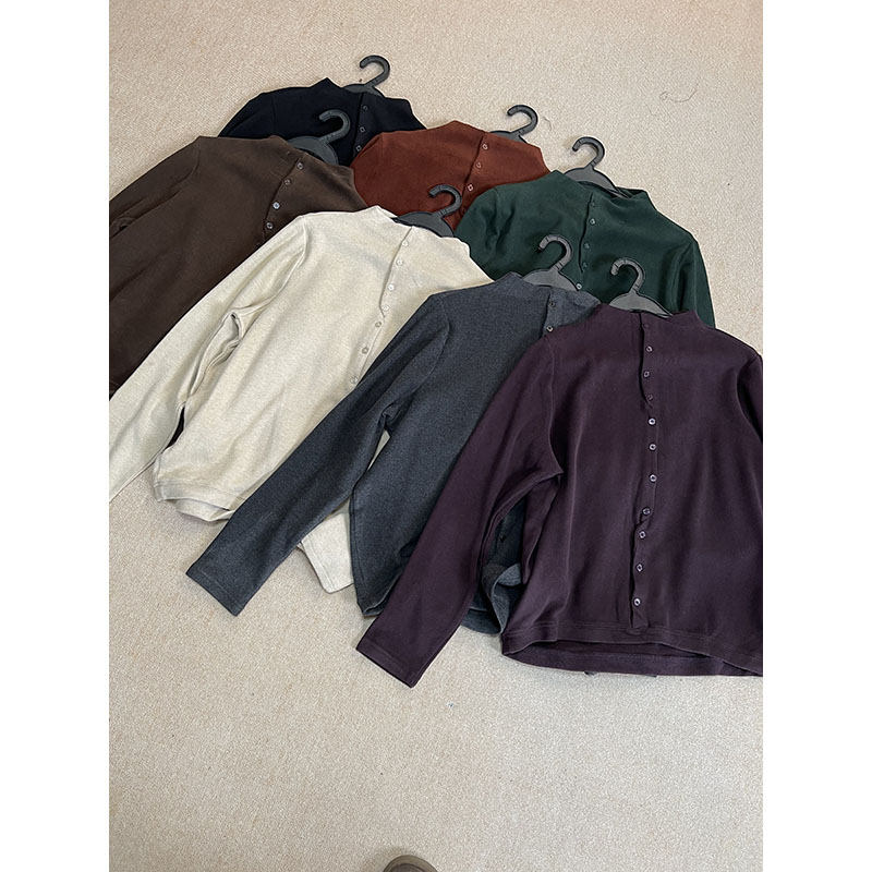 2025秋冬新款半高领单排扣自发热德绒显瘦百搭休闲上衣6183
