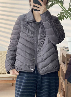 2025秋冬新款翻领轻薄羽绒服女宽松显瘦百搭休闲外套上衣7721