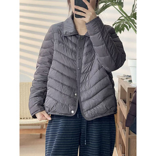 2025秋冬新款 翻领轻薄羽绒服女宽松显瘦百搭休闲外套上衣7721