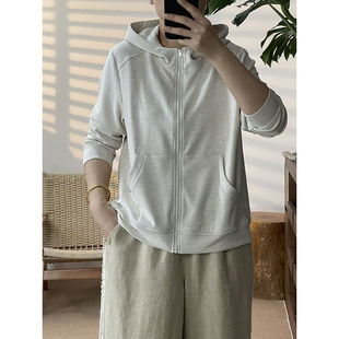 2025秋款 羊绒连帽拉链卫衣外套女宽松显瘦百搭63386 柔软桑蚕丝