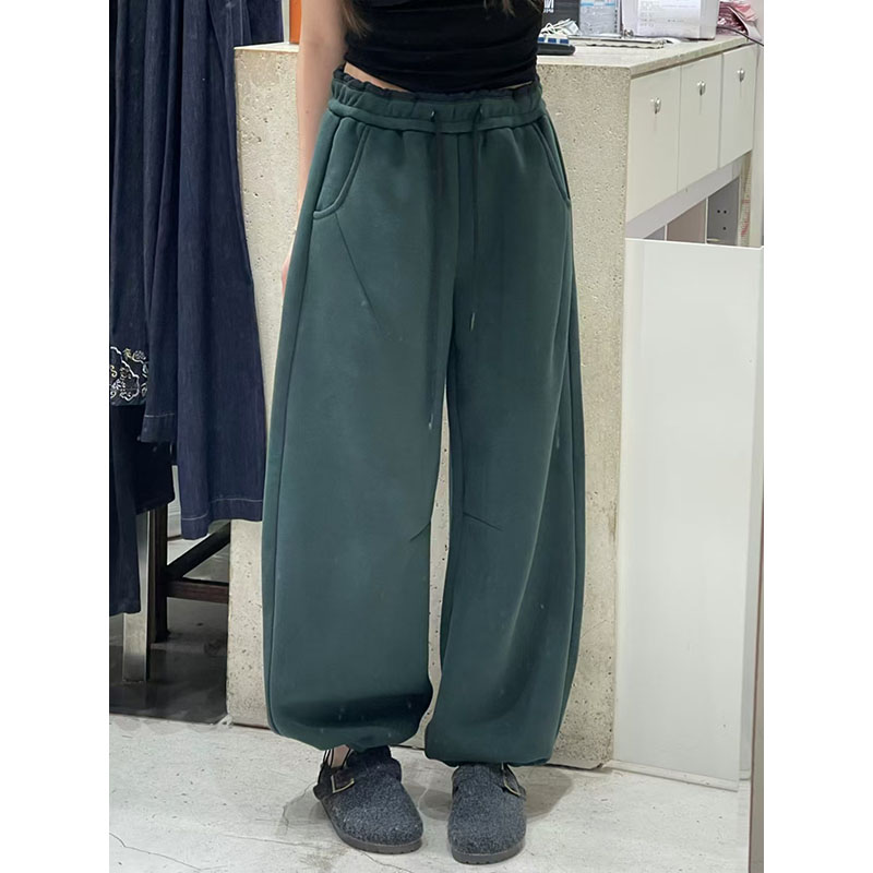 极简风高腰两穿阔腿裤女宽松直筒休闲裤小个子卫裤9998