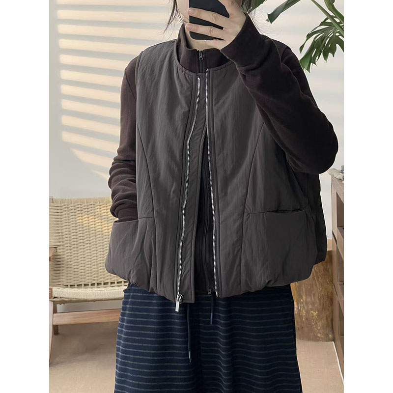 2025秋冬羽绒棉立领外套马甲女宽松显瘦百搭休闲上衣-88621