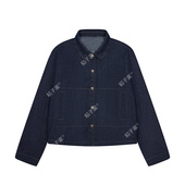 2025秋款 日系复古深蓝色明线设计感简约口袋牛仔外套上衣女891
