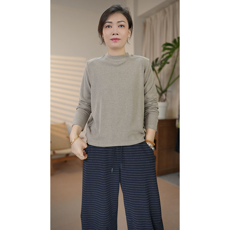 2025秋款羊绒棉半高领打底衫女宽松显瘦百搭休闲上衣（6166长袖）