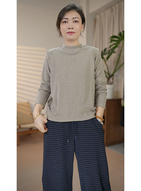 2025秋款羊绒棉半高领打底衫女宽松显瘦百搭休闲上衣61666