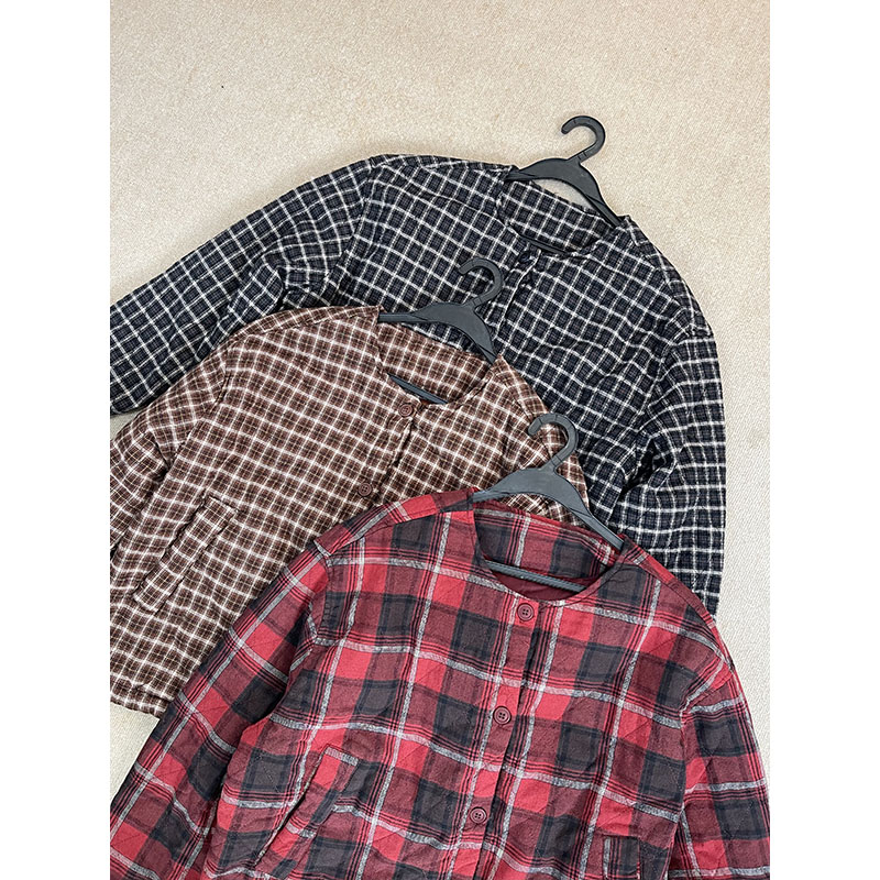 格纹棉服女宽松保暖加棉外套冬季棉衣多色可选9687