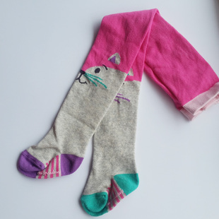 女童连裤袜 宝宝秋冬款手工缝合婴儿连裤袜打底裤子中大童猫咪个