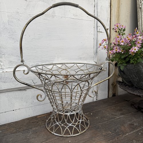 莫里斯花园 花园杂货实心厚铁渔夫篮手拎花篮花盆架植物种植