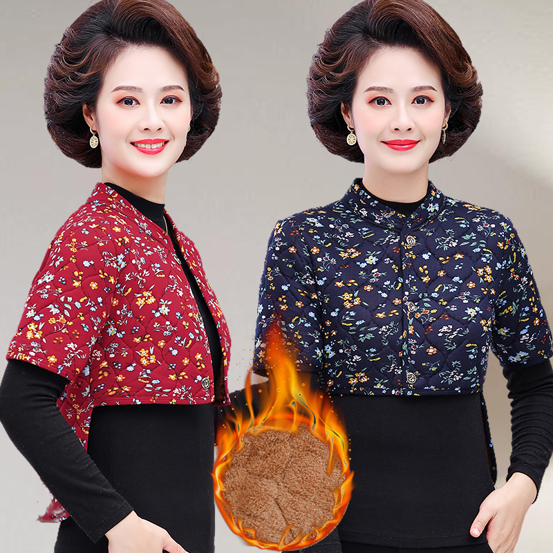 中老年女妈妈护背小棉衣秋冬季