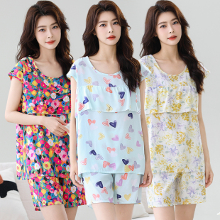 短裤 棉绸套装 短袖 薄款 休闲家居服睡衣荷叶边可外穿防凸点 女夏季