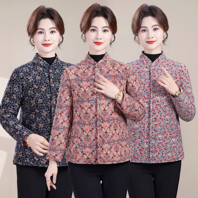 新款妈妈秋冬季加绒加厚小棉袄