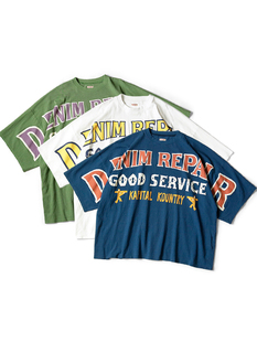 KAPITAL 宽松圆领短袖 平田和宏 字母印花夏季 T恤 日系五分袖 23SS