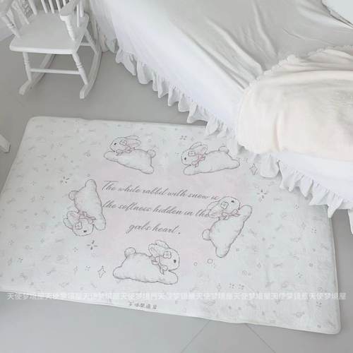 卧室床边地毯法兰绒地垫原创设计