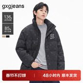 gxgjeans男装 25冬热卖 老花满印卡其色立领短款 立领宽松羽绒服男