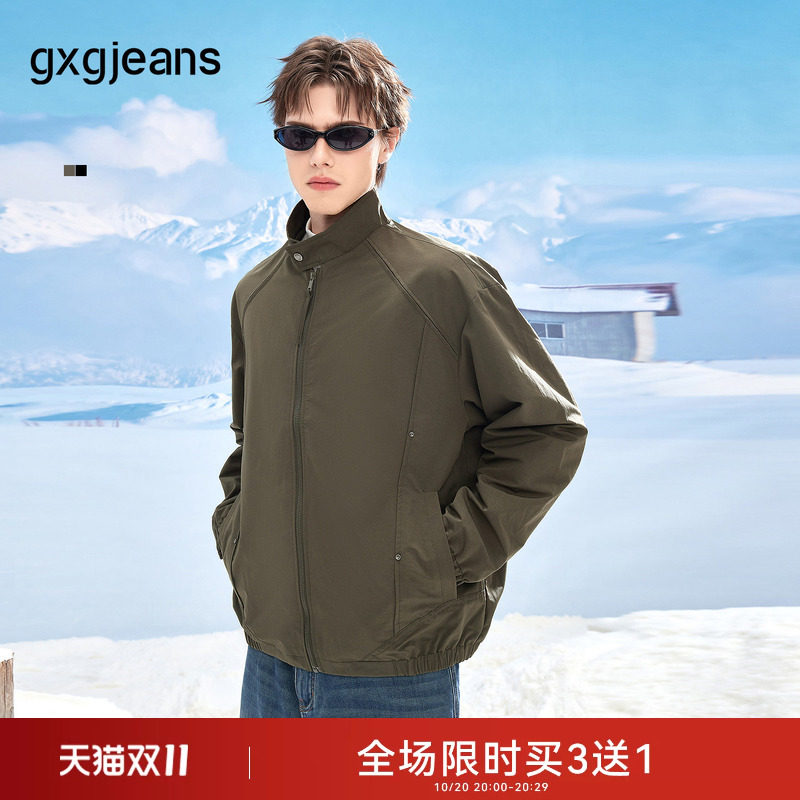 gxgjeans男装 多色分割设计复古宽松立领工装夹克外套男 26秋新品