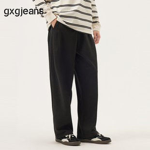25秋新品 gxg.jeans男装 男裤 卫裤 黑色简约基础宽松直筒休闲长裤