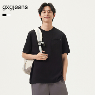 T恤男士 gxg.jeans男装 口袋宽松短袖 多色圆领简约个性 25年夏新款