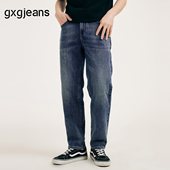 25秋冬热卖 gxgjeans男装 磨毛 子休闲水洗直筒牛仔长裤 磨破做旧裤