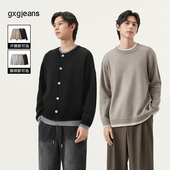 gxgjeans 假两件圆领毛衣 开襟毛衣