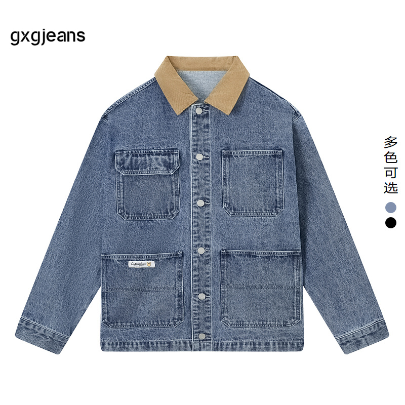 牛仔翻领夹克，休闲多搭