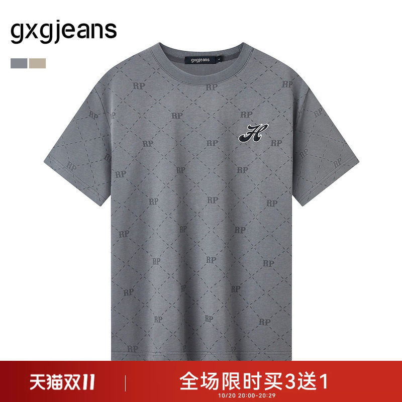 gxg jeans男装夏季新款时尚潮流圆领短袖T恤