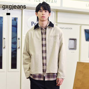 拼接设计巴恩风简约宽松牛仔夹克外套男 gxgjeans男装 1978系列