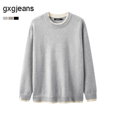 gxg.jeans男装 假两件休闲时尚打底圆领毛衣针织衫 25年冬新品