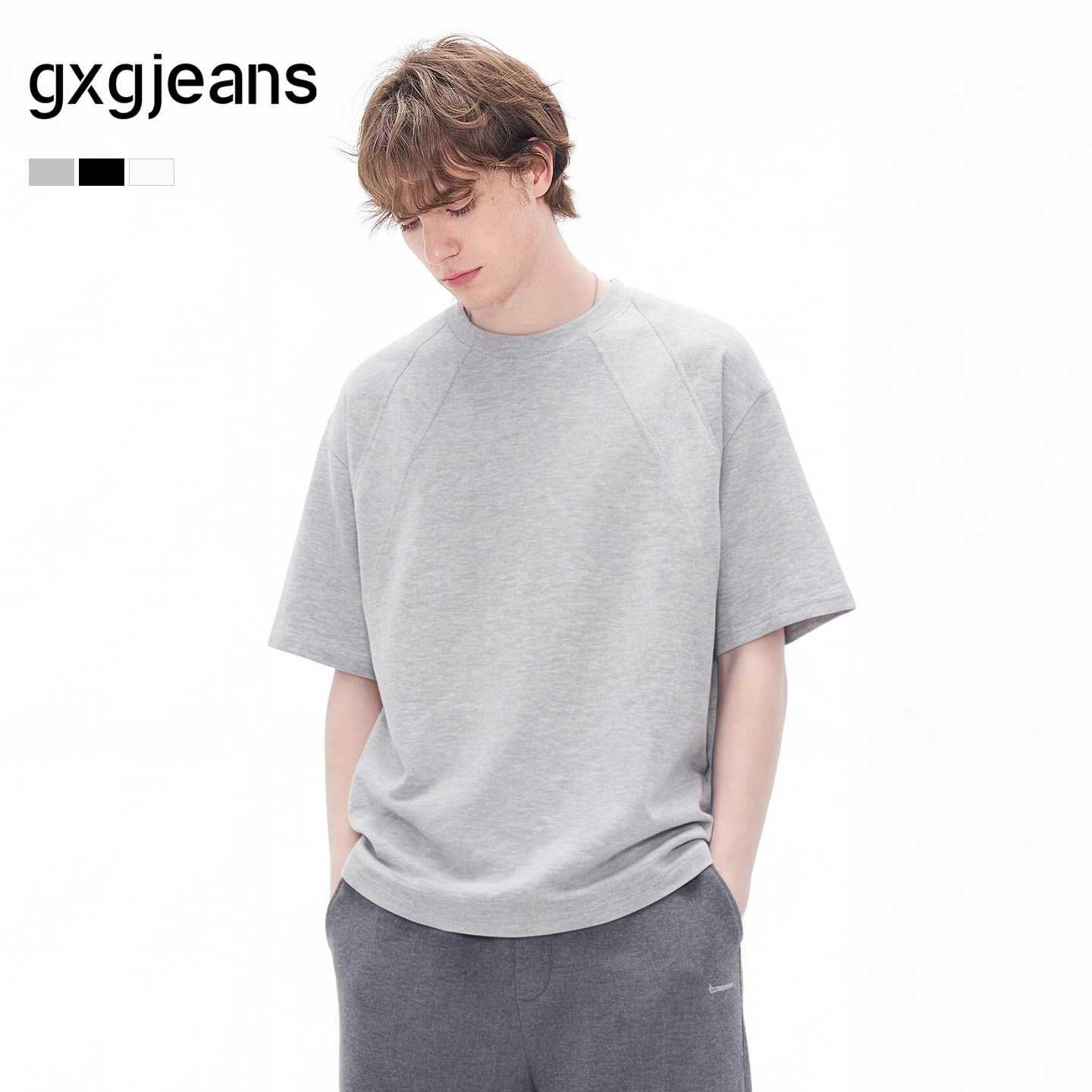 gxgjeans男装 多色解构设计休闲宽松圆领短袖T恤男生 26夏新品
