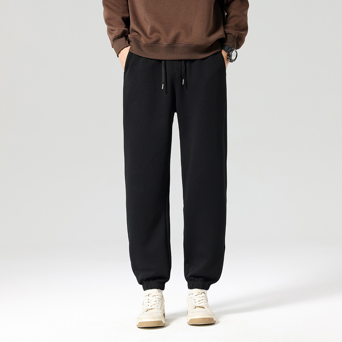 gxgjeans男装休闲长裤秋款纯色束脚裤户外校园青少年卫裤*