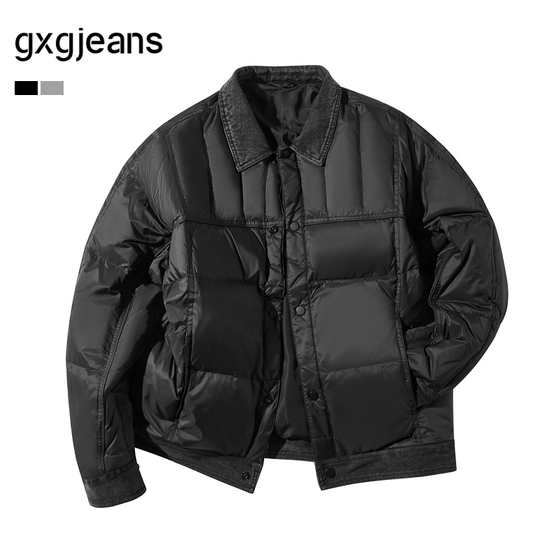 gxg.jeans男装 多色牛仔拼接保暖翻领羽绒服外套 25年冬新品