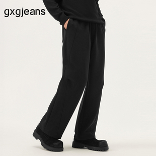 25年秋新品 gxg.jeans男装 男 休闲长裤 黑色分割设计休闲宽松卫裤