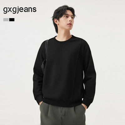 gxg.jeans男装 多色分割设计简约休闲基础圆领卫衣男 25年秋新品