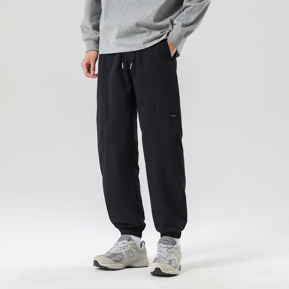 gxgjeans男装夏户外运动裤抽绳系带纯色休闲裤舒适束脚裤*