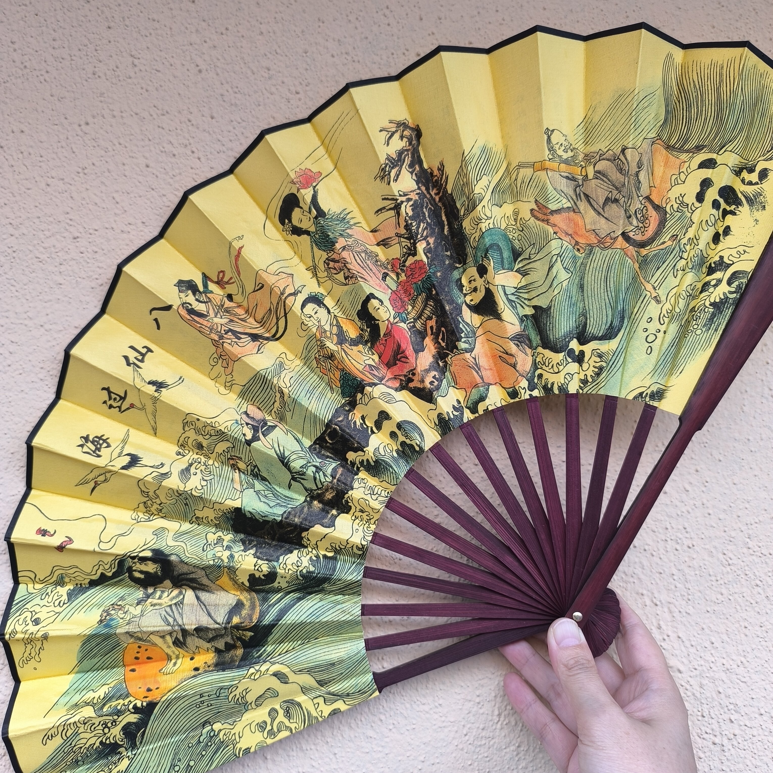 10寸古风扇子折扇中国风男士款绢布折叠夏天竹扇随身耐用手工扇面