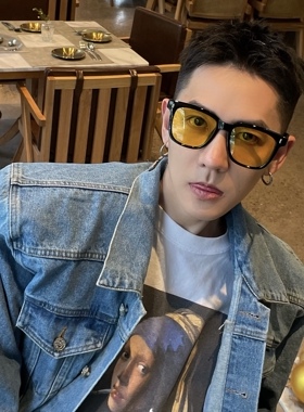 韩版黄色墨镜太阳镜女夏偏光方形2026年新款潮男网红眼镜大脸显瘦