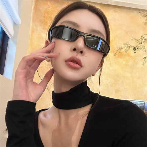 千禧Y2K窄框未来风墨镜骑行防风