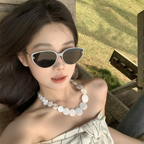 MELIYA2026新款太阳镜女猫眼框防晒墨镜高级感灰色窄框显瘦方圆脸