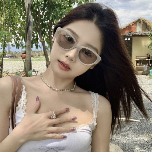 MELIYA透系灰大脸猫眼墨镜女显脸小2024新款方圆高级感防晒太阳镜