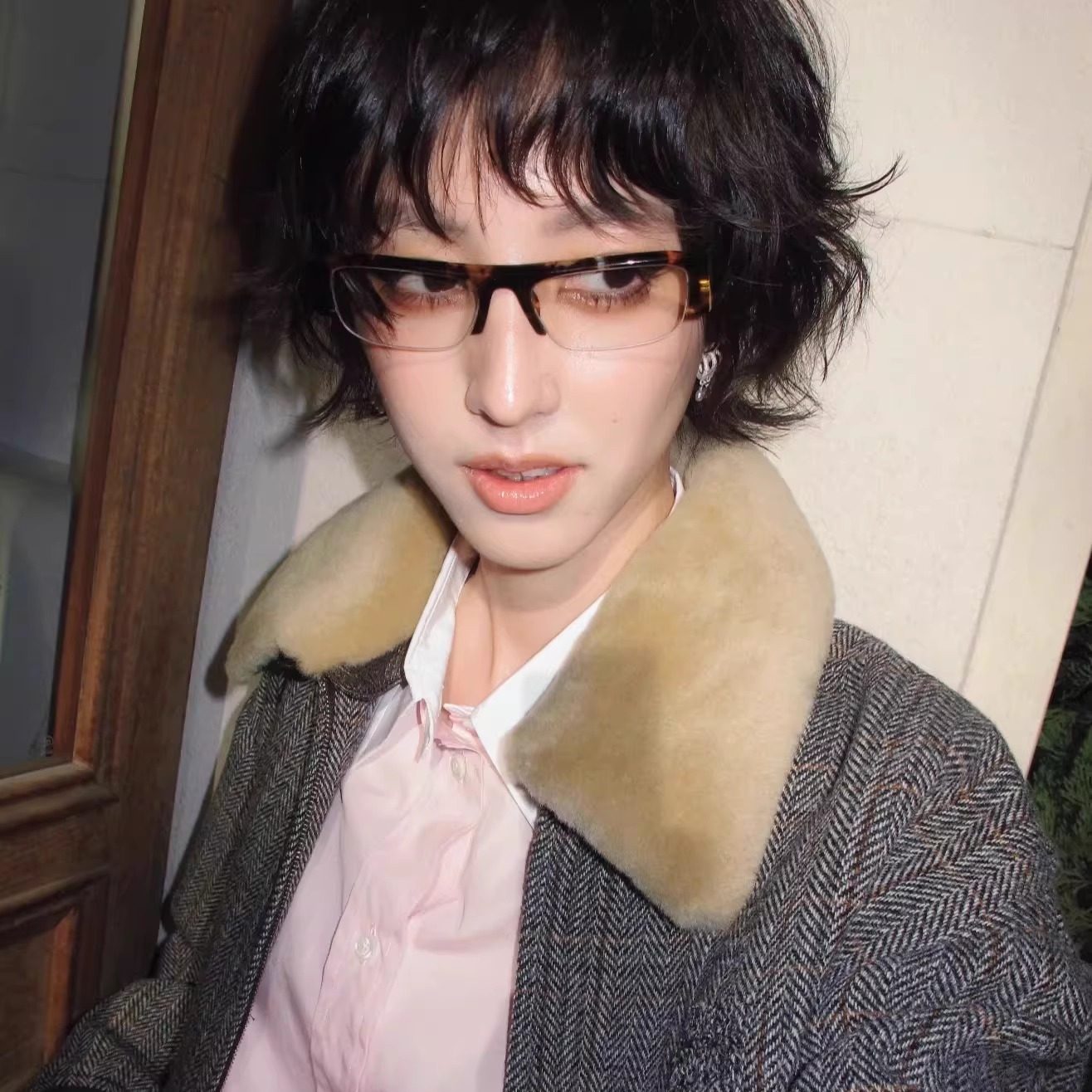 MELIYA复古玳瑁半框眉线眼镜架男女长方形镜框斯文走秀款可配近视