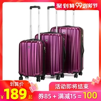 SUISSEWIN Rui Shi xe đẩy trường hợp caster hành lý nữ 24 inch vali 20 inch mật khẩu lên máy bay nam - Va li vali nhôm