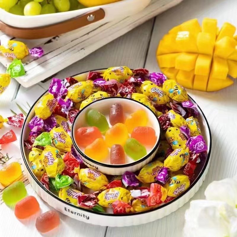 乌兹别克斯坦进口朱莉混合小蜜蜂水果糖夹心休闲爆浆软糖袋装包邮